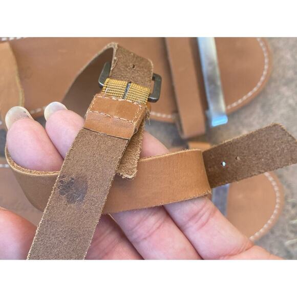 Madewell Sandals Women's Size 10 Ankle Strap Brown Silver Flat Heel Pre-owned - Picture 7 of 13